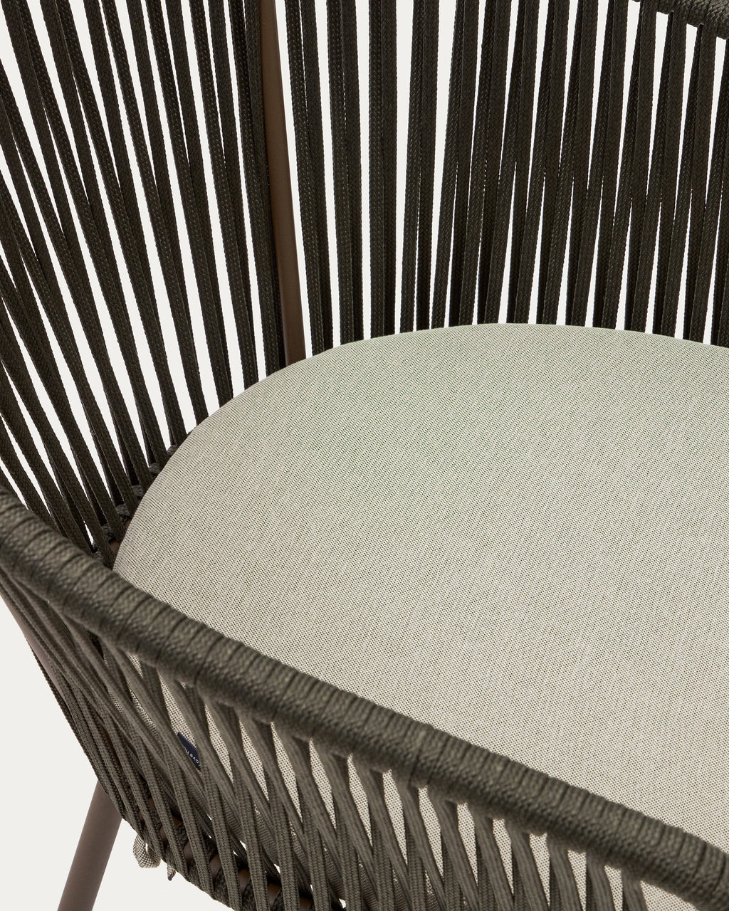 Yanet green rope chair with galvanised steel legs
