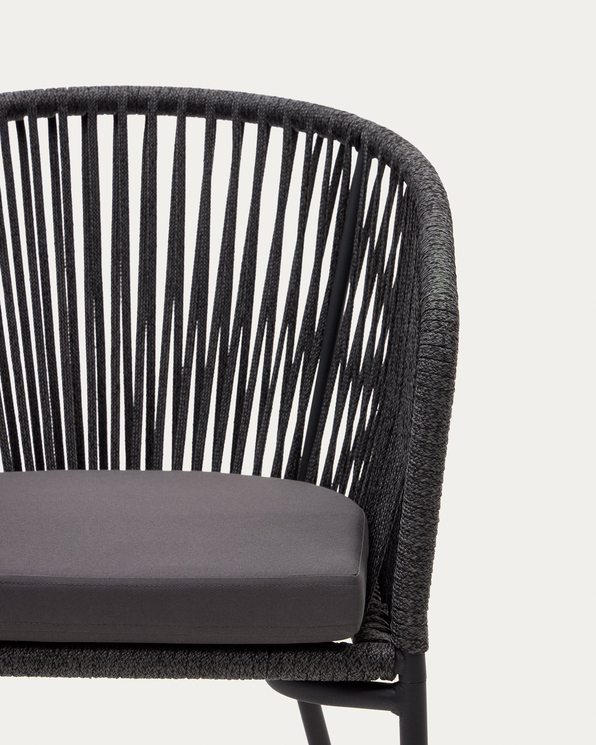 Yanet black rope chair with galvanised steel legs